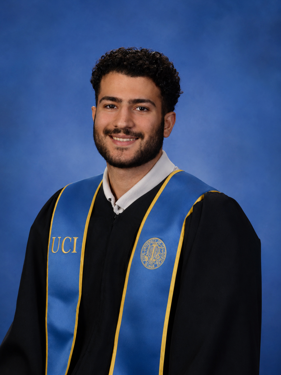 Andrew Hanouneh in UCI graduation regalia